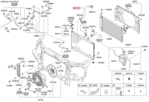 HOSE-RADIATOR LWR 25412-4H000 (Original, New)