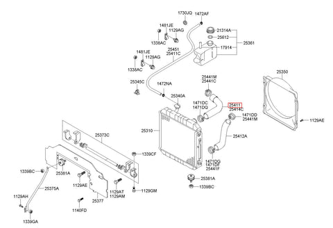 HOSE-RADIATOR UPR 25412-5H001 (Original, New)