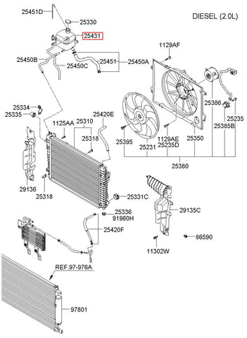 RESERVOIR ASSY- RADIATOR 25431-2E101 (Original, New)