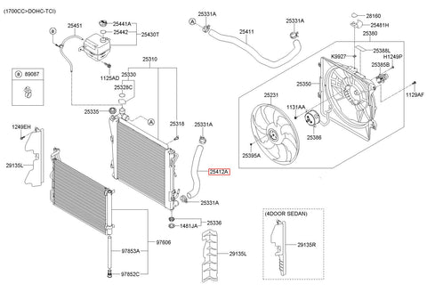 HOSE-RADIATOR LWR 25412-3Z000 (Original, New)