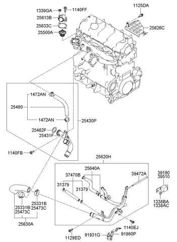[ORIGINAL] PIPE ASSY-HEATERO/COOLER RETU 25620-27801 2562027801 25620 27801