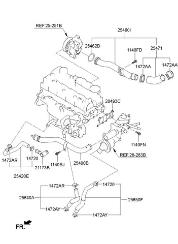 HOSE ASSY-OIL COOLERRETURN <br>25650-2F000, <br>256502F000, <br>25650 2F000 <br>(Original, New)