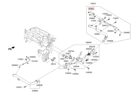 HOSE B ASSY-WATER 25468-3C810 (Original, New)