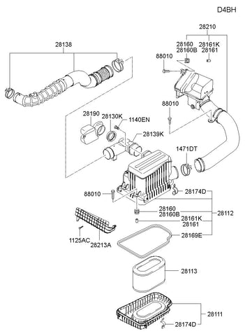 FILTER-AIR CLEANER <br>28113-4F000, <br>281134F000, <br>28113 4F000 <br>(Original, New)