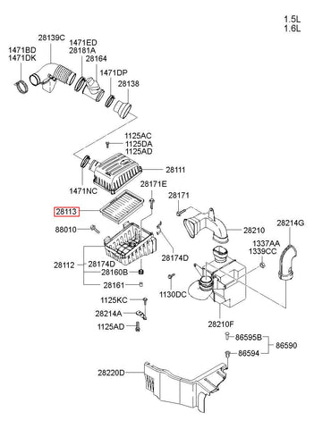 FILTER-AIR CLEANER 28113-2D000 (Original, New)