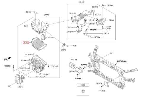 FILTER-AIR CLEANER 28113-B1000 (Original, New)