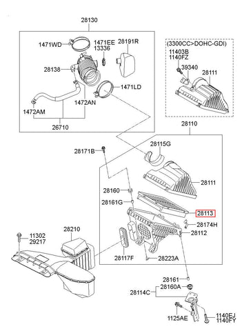 FILTER-AIR CLEANER 28113-3V500 (Original, New)