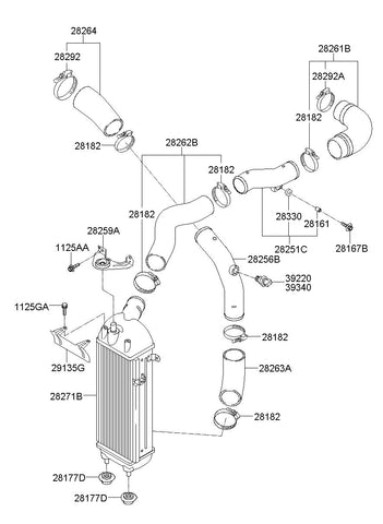 PIPE-INTERCOOLER INLET <br>28251-2F000, <br>282512F000, <br>28251 2F000 <br>(Original, New)