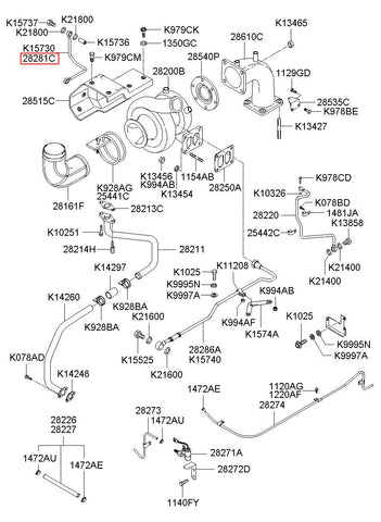 PIPE ASSY-T/CHARGER 28242-2F000 (Original, New)