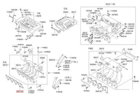 GASKET-INTAKE MANIFOLD 28411-38000 2841138000 28411 38000