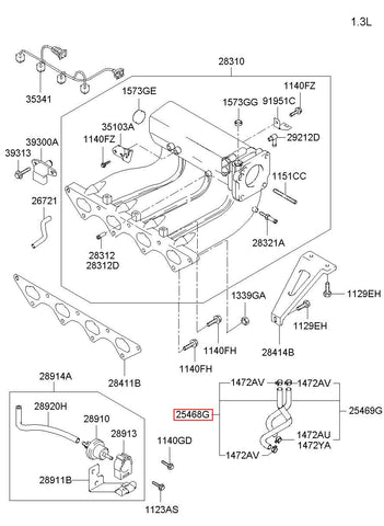 HOSE ASSY-WATER A 25468-22750 (Original, New)