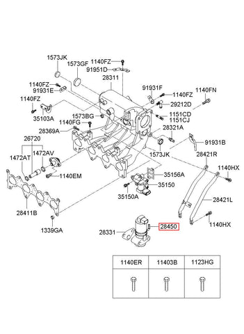 VALVE ASSY-ELECTRONIC EGR 28410-2F000 (Original, New)