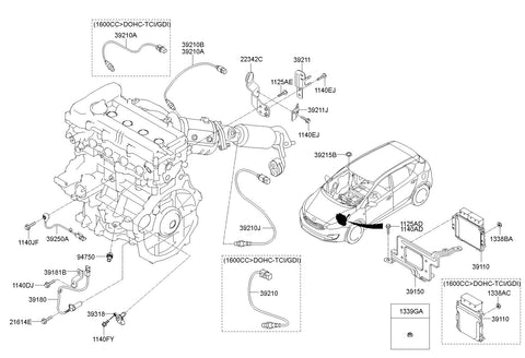 SENSOR ASSY-OXYGEN <br>39210-2B290, <br>392102B290, <br>39210 2B290 <br>(Original, New)