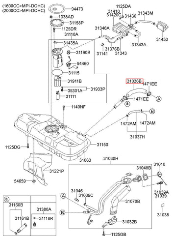 HOSE-FUEL FILLER 31036-2K000 (Original, New)