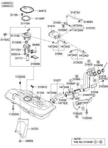 TANK ASSY-FUEL <br>31150-1E000, <br>311501E000, <br>31150 1E000 <br>(Original, New)