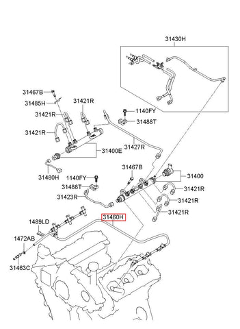 HOSE ASSY-FUEL RETURN 31460-3A500 (Original, New)