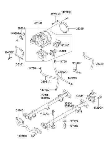 BODY ASSY-THROTTLE <br>35100-39850, <br>3510039850, <br>35100 39850 <br>(Original, New)