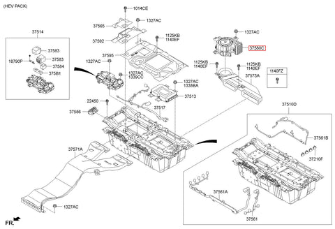 BLOWER UNIT ASSY-BATTERY COOLI 37580-E6000 (Original, New)