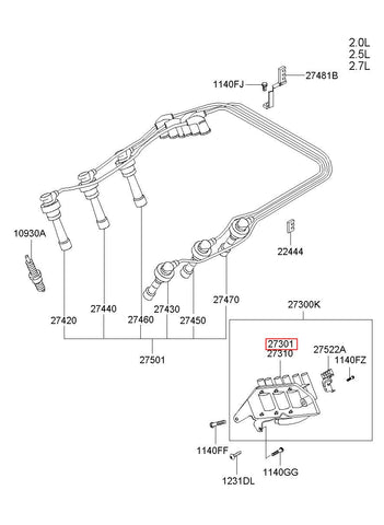 COIL ASSY-IGNITION 27300-39700 (Original, New)