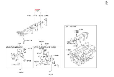 CABLE SET-SPARK PLUG 27501-26D00 (Original, New)