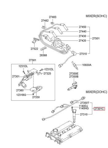 COIL & EXT. WIRE 27300-2B010 (Original, New)