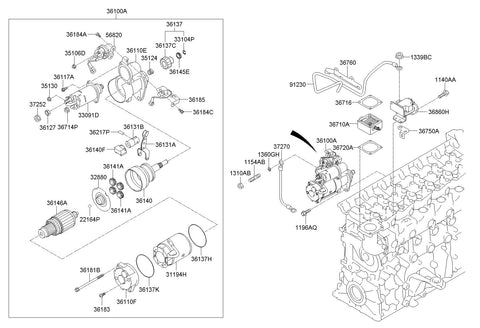 STARTER ASSY <br>36100-52000, <br>3610052000, <br>36100 52000 <br>(Original, New)