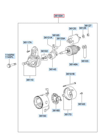 STARTER ASSY 36100-2F350 (Original, New)