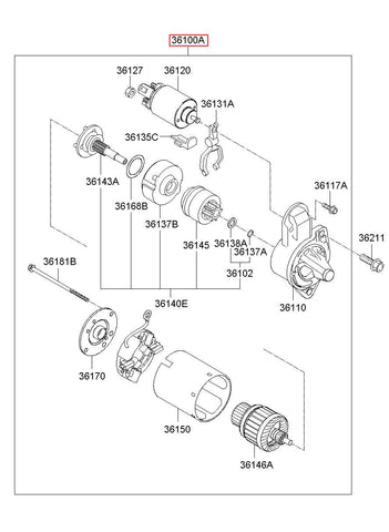 STARTER ASSY 36100-2A950 (Original, New)