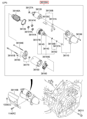 STARTER ASSY 36100-2G200 (Original, New)