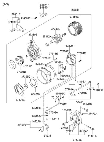 BRUSH & REGULATOR ASSY <br>37370-27013, <br>3737027013, <br>37370 27013 <br>(Original, New)