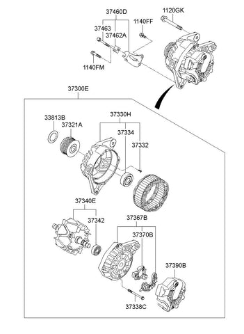 ALTERNATOR ASSY <br>37300-2A150, <br>373002A150, <br>37300 2A150 <br>(Original, New)