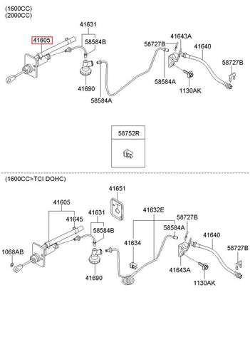 CLUTCH MASTER/CYLINDER & HOSE 41605-2H000 (Original, New)