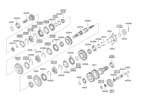 GEAR-COUNTER SHAFT CLUSTER <br>43410-46000, <br>4341046000, <br>43410 46000 <br>(Original, New)