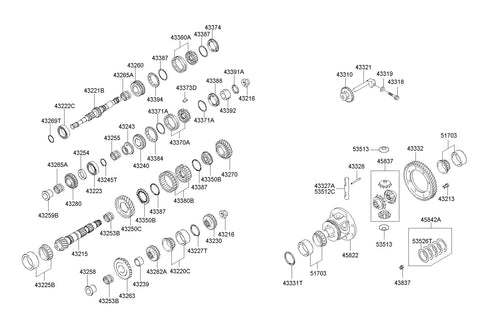 BEARING-MTM OUTPUT SHAFT REAR <br>43225-3D100, <br>432253D100, <br>43225 3D100 <br>(Original, New)