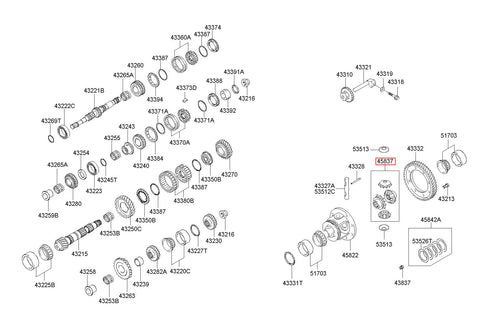 GEAR SET-DIFFERENTIAL 45837-3B450 (Original, New)