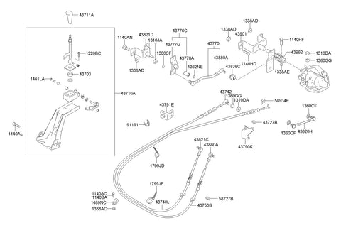 CABLE ASSY-SHIFT <br>43740-5H410, <br>437405H410, <br>43740 5H410 <br>(Original, New)