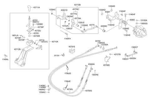 CABLE ASSY-SHIFT <br>43740-5K100, <br>437405K100, <br>43740 5K100 <br>(Original, New)