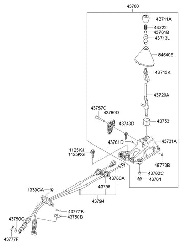 KNOB-GEARSHIFT LEVER <br>43711-2H200DAJ, <br>437112H200DAJ, <br>43711 2H200DAJ <br>(Original, New)