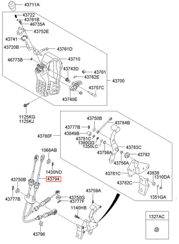 CABLE ASSY-MTM LEVER 43794-4H050 (Original, New)