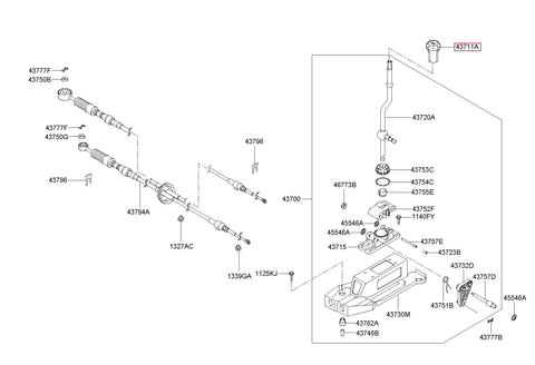 KNOB-GEARSHIFT LEVER 43711-26000 (Original, New)