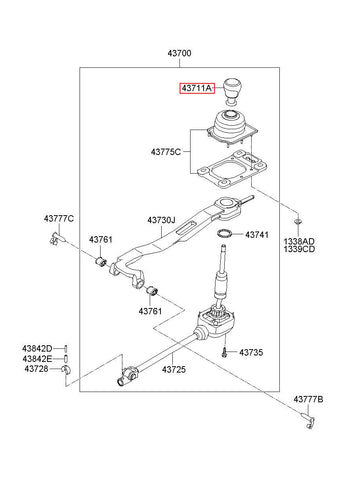 KNOB-GEARSHIFT LEVER 43711-2M1009P (Original, New)