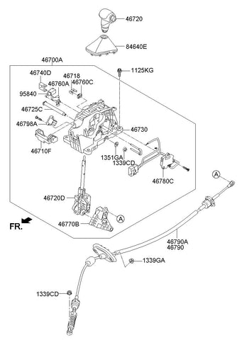 KNOB ASSY-GEAR SHIFT LEVER <br>46720-A2110D3B, <br>46720A2110D3B, <br>46720 A2110D3B <br>(Original, New)