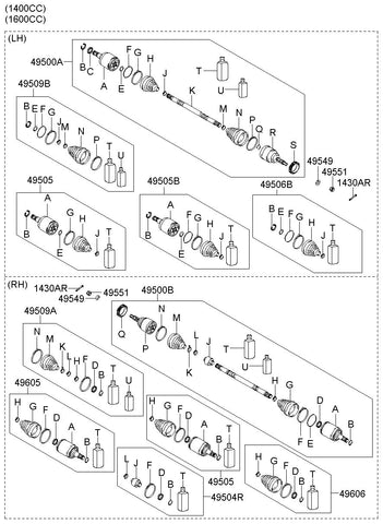 BOOT KIT-FR AXLE WHEEL SIDELH 49509-1E030 495091E030 49509 1E030