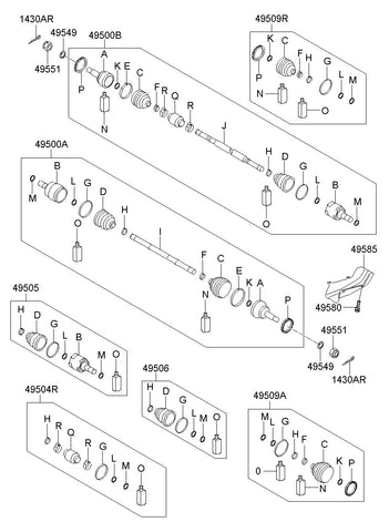 BOOT KIT-FR AXLE WHEEL SIDELH 49509-2HA11 495092HA11 49509 2HA11