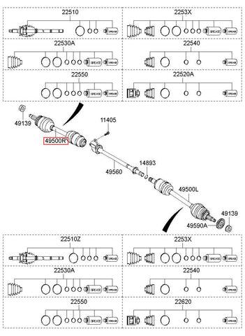 JOINT ASSY-CV RH 49500-4D500 (Original, New)