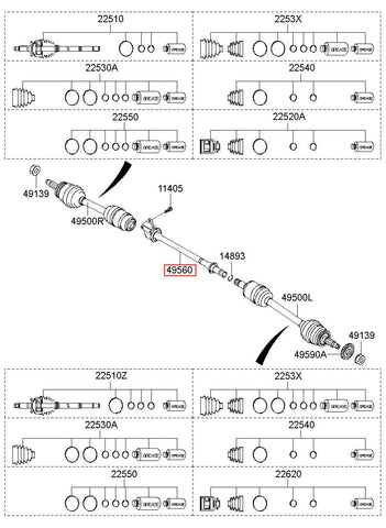 BEARING BRACKET & SHAFT ASSY 49560-4D201 (Original, New)