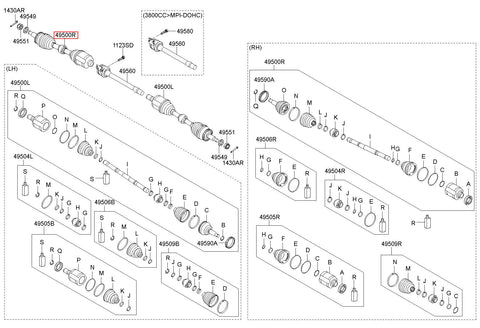 JOINT ASSY-CV RH 49501-3J500 (Original, New)