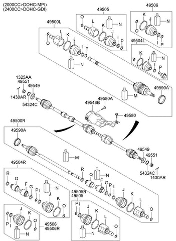 JOINT KIT-FR AXLE DIFF SIDE 49582-3S300 495823S300 49582 3S300