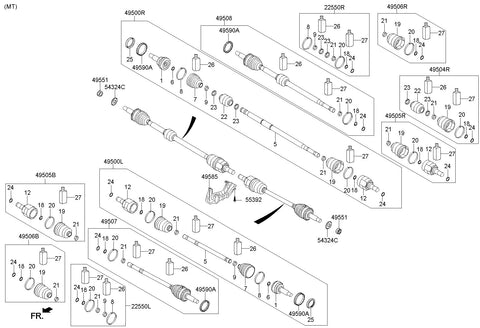 SHAFT ASSY-DRIVERH <br>49501-A6200, <br>49501A6200, <br>49501 A6200 <br>(Original, New)