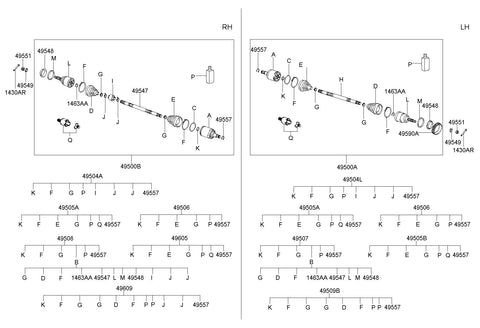 BOOT KIT-FR AXLE WHEEL SIDE RH 49609-25A00 4960925A00 49609 25A00